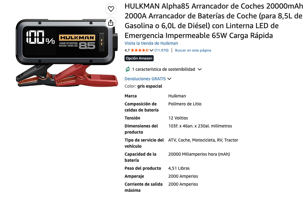 HULKMAN Alpha85 Arrancador de Coches