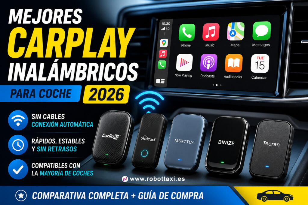 Mejores adaptadores CarPlay inalámbricos para coche (2026), varios modelos y datos de la comparativa.