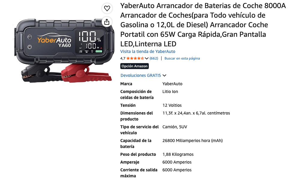 YaberAuto Arrancador de Baterias