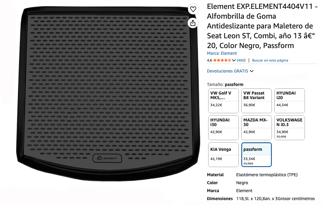 Element Protector Maletero seat leon
