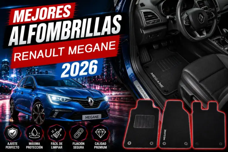 Mejores alfombrillas para Renault Megane en 2026, interior del vehículo con alfombrillas premium a medida, máxima protección frente a suciedad y desgaste, comparativa de accesorios para Renault Megane.