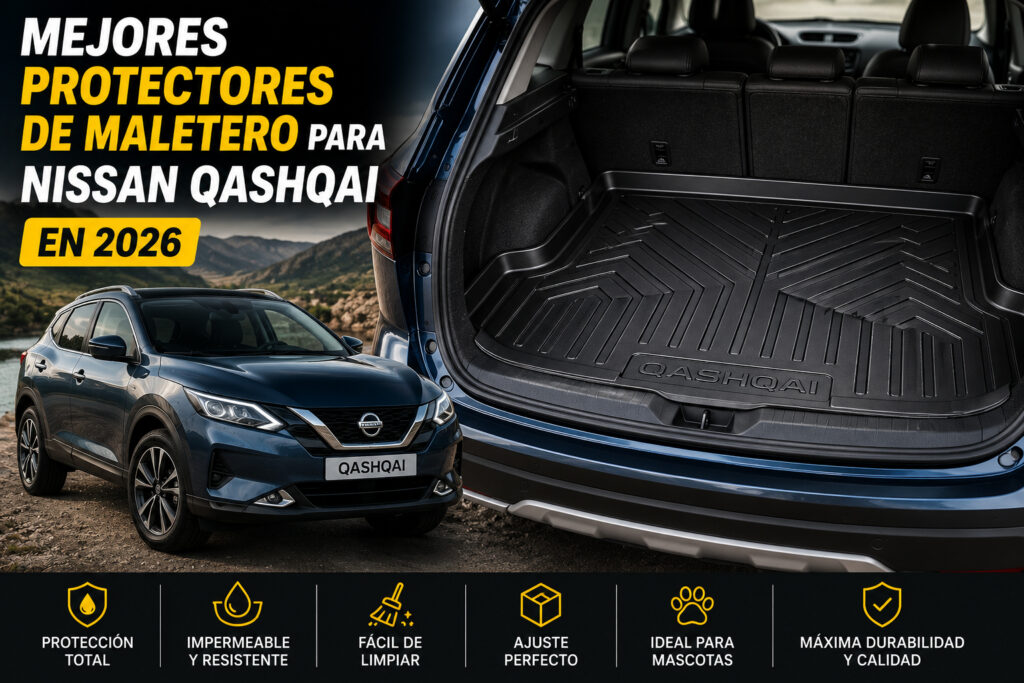 Maletero de Nissan Qashqai protegido con bandeja a medida resistente al agua, barro y suciedad