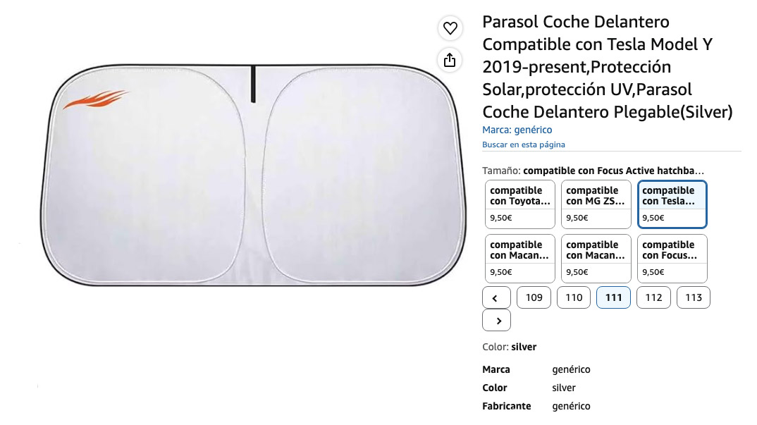 Parasol Genérico Compatible con Tesla Model Y