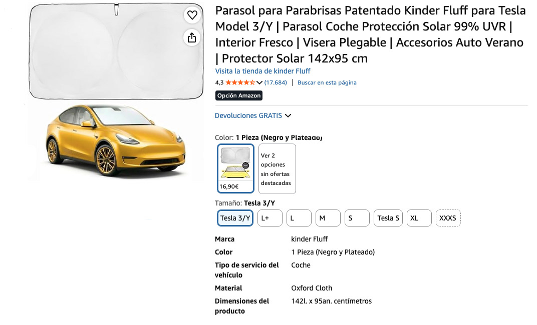 Parasol kinder Fluff Tesla Model 3_Y_