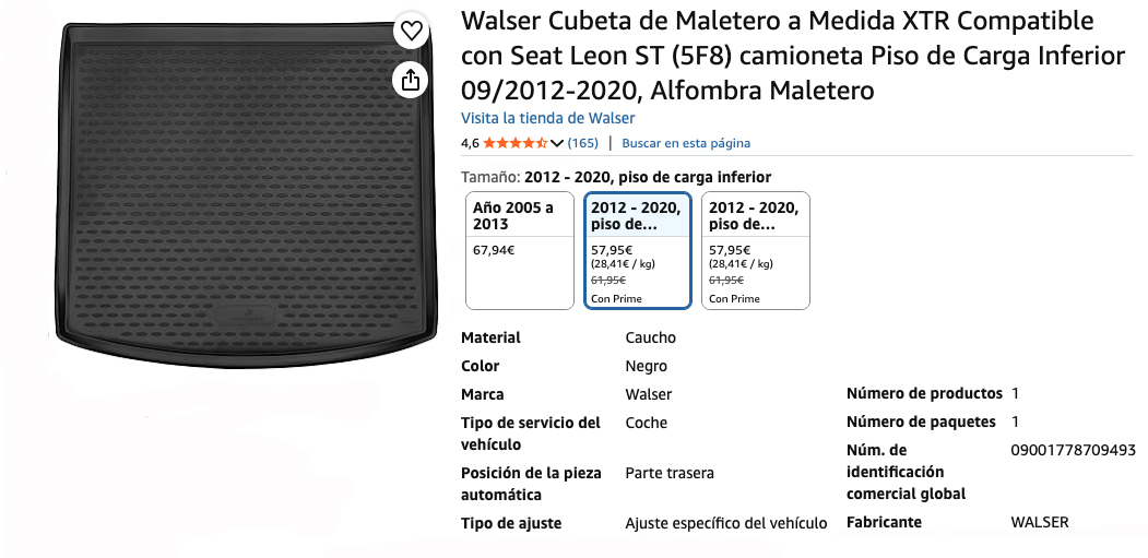 Walser Protector Maletero seat leon