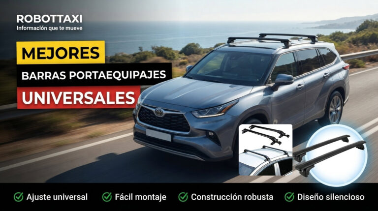 Barras portaequipaje universales en vehículo, paisaje maritimo.