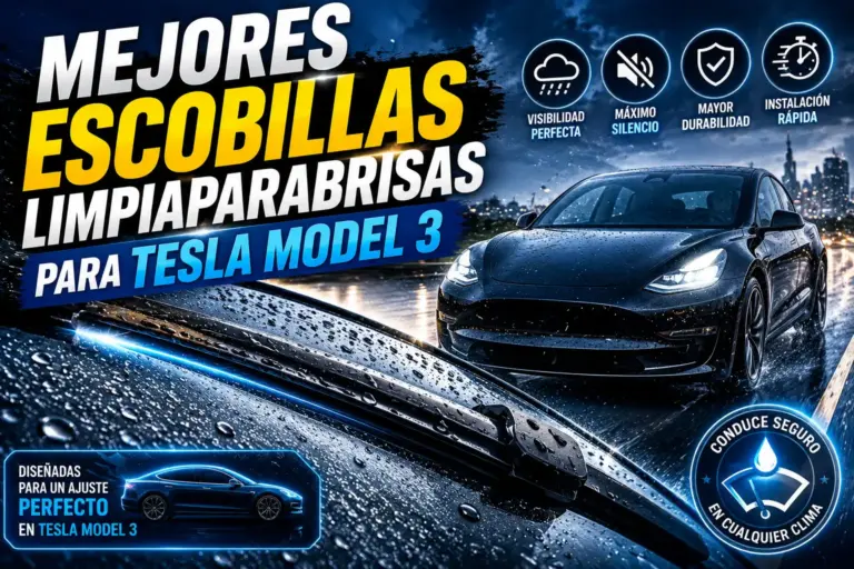 Mejores escobillas limpiaparabrisas para Tesla Model 3, día lluvioso.