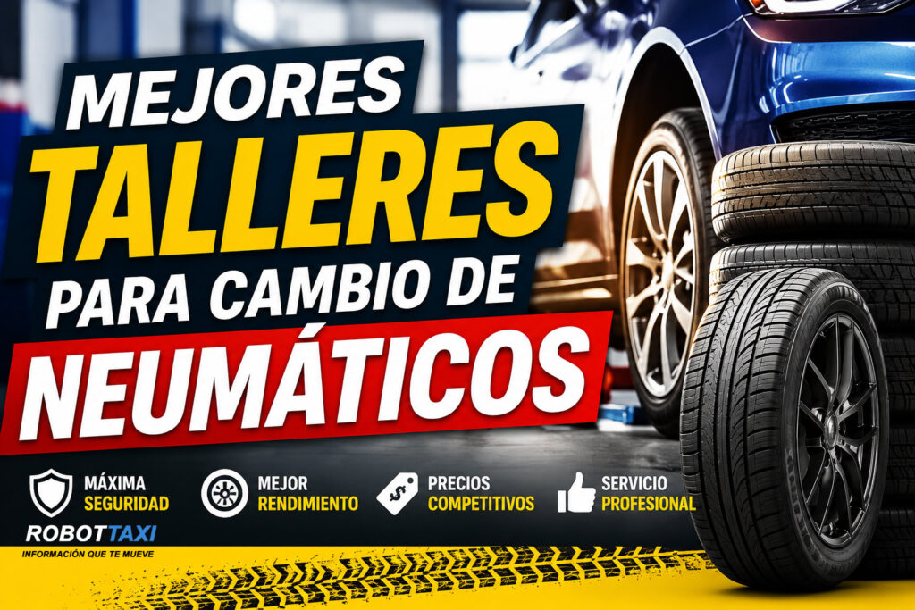 Mejores talleres para cambio de neumáticos con coche y neumáticos en un taller especializado.
