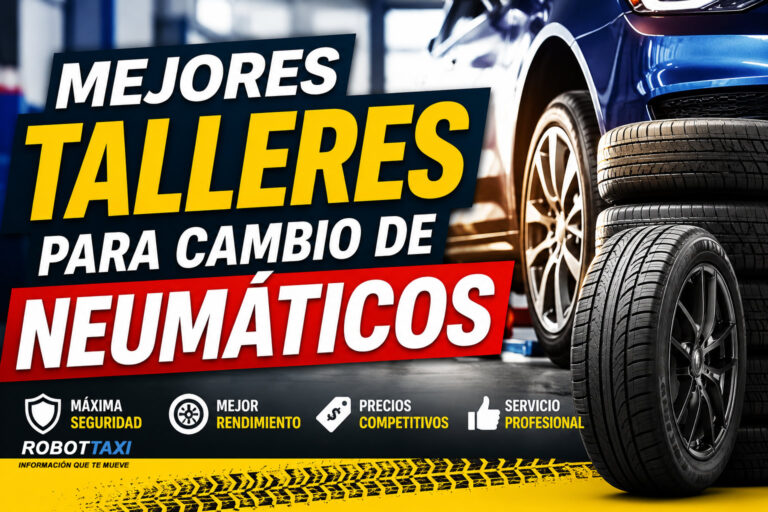 Mejores talleres para cambio de neumáticos con coche y neumáticos en un taller especializado.