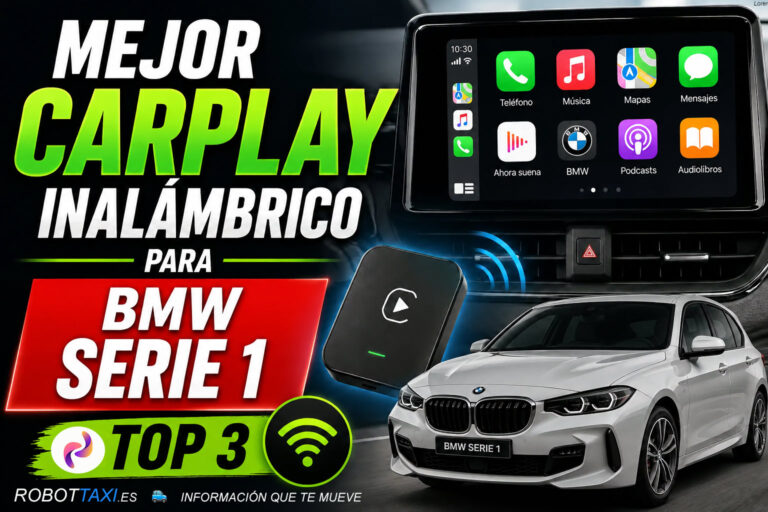 BMW Serie 1 con pantalla multimedia mostrando Apple CarPlay inalámbrico, varios dispositivos y marcas.