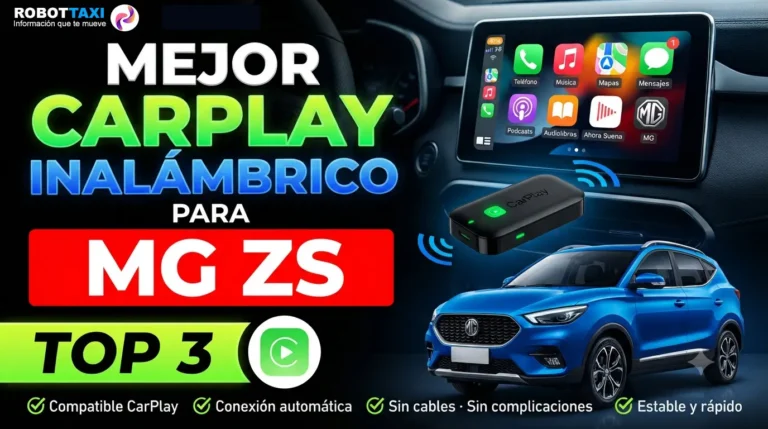MG ZS con pantalla multimedia mostrando Apple CarPlay inalámbrico, varios dispositivos y marcas.