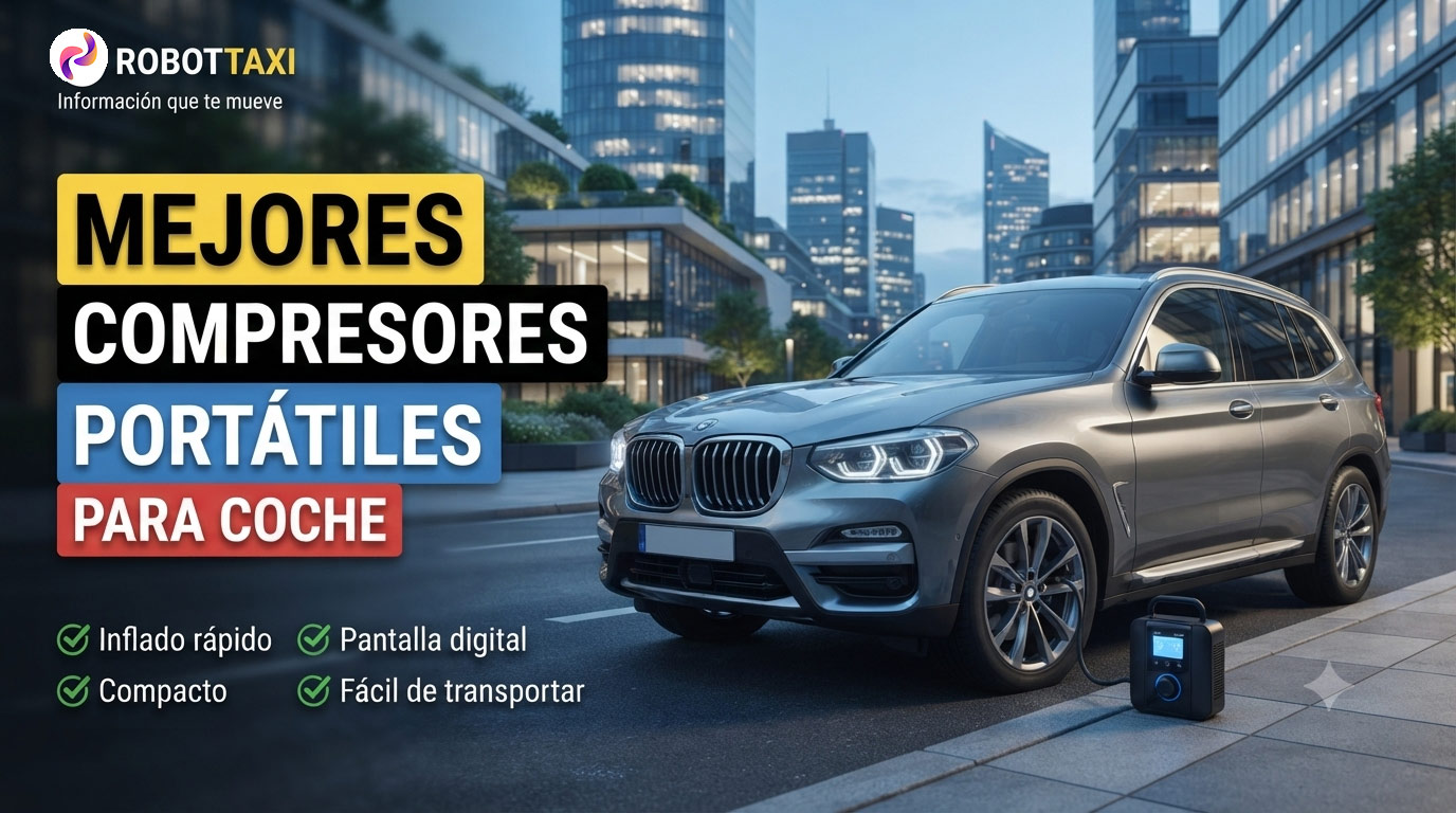 Mejores compresores portátiles para coche, vehículo en ciudad moderna