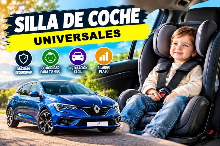 Sillas de coche universales, niño sentado, y Renault azul